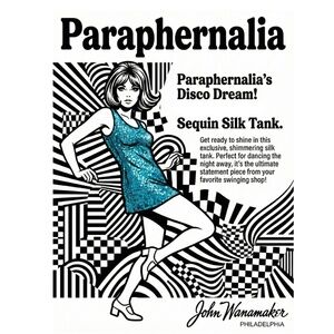 Paraphernalia Vintage Sequin Silk Tank Top Teal Blue Size 4 Rare 70s Disco